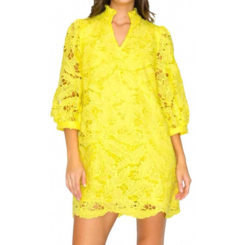 NEW LOVE WEDNESDAY bloom lace dress in lemon yellow